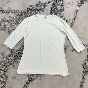 AdeA Everyday Luxury White 3/4 Sleeve Stretch Top Women Size 6 Minimalist